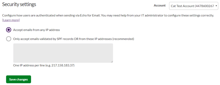 Additional Security Settings - Esendex Support